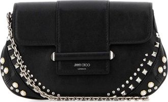 Jimmy Choo London Black Leather Bar Clutch
