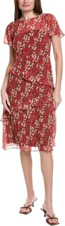 Adrianna Papell Flutter Sleeve Floral Chiffon Midi Dress