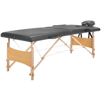 vidaXL Vidaxl Camilla De Masaje 2 Zonas Estructura Madera Antracita 186x68 Cm