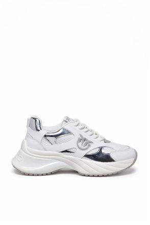 Pinko Mirror Leather Rubber Sneakers - White