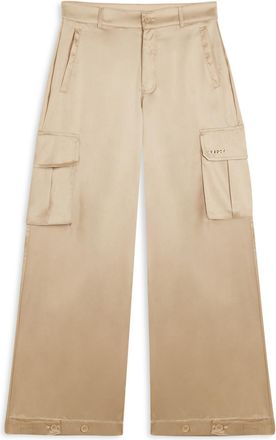 Freddy Pantaloni Cargo effetto seta wide leg con fondo regolabile