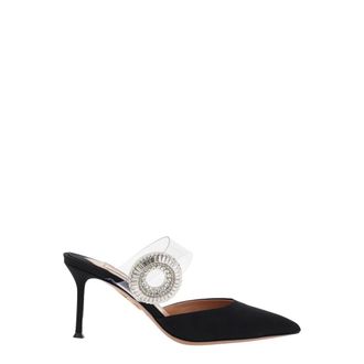 Aquazzura Crystal Hoop Mule 75 - Dames - Muiltjes - Zwart - 37 EU - Su&egrave;de - Schoenen