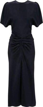 Victoria Beckham Navy Blue Round Neck Midi Dress