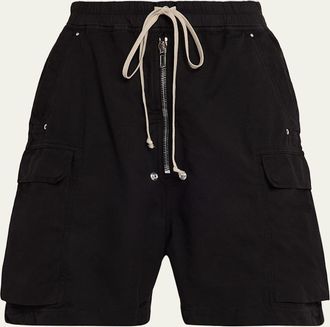 DRKSHDW RICK OWENS Mens Heavy Cotton Drawstring Cargo Shorts
