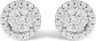 House of Brilliance 14K White Gold 1/2 Ct BrilliantDiamond Halo-Style Cluster Button Stud Earrings at Nordstrom