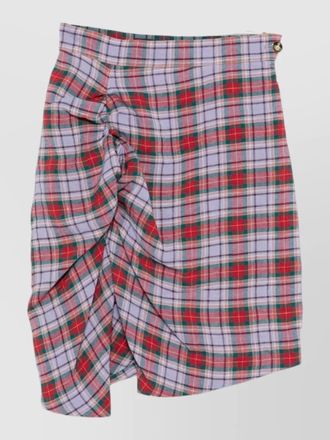 Vivienne Westwood linen tartan wrap asymmetric midi skirt