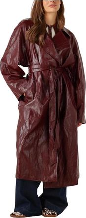 Ibana Jassen, Dames, Rood, S, Polyester, Bordeaux Rode Leren Jas Chaim