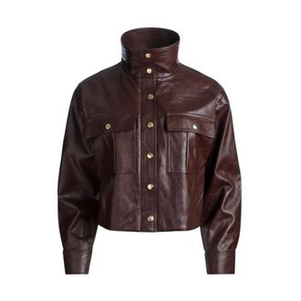 Alice & Olivia James Vegan Funnel-Neck Parka - Dames - Jassen - Bruin - Maat: XS Zijde