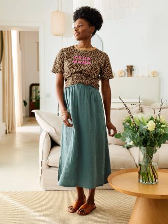 Vertbaudet Umstands-Maxirock aus Musselin smaragdgr&uuml;n