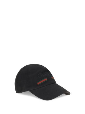 Gucci Mens Cotton Baseball Cap With Embroidery Black-Black Hats E Hairbands Black/black
