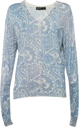 Etro Trui met paisley-print en V-hals - Blauw