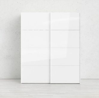 Dmora Dmora - Armario 2 Puertas Badesse, Muebles De Dormitorio, Vestidor, Armario De Ropa, 182x62 H220 Cm, Blanco Brillante