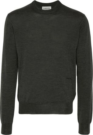 Lanvin Lichtgewicht trui met ronde hals - Heren - Ronde hals truien - Bruin - XL - Wol - Truien & Vesten