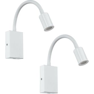 Loops 2 PACK Wall Light Colour White Steel & Plastic Rocker Switch LED 3.5W Included