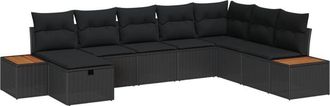 vidaXL Conjunto De Sof&aacute; De Jard&iacute;n 8 Pcs Negro 55 X 62 X 69 Cm Vidaxl