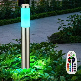 ETC Shop 7 Watt Led Rgb In Piedi Lampada Da Ingresso In Acciaio Inox Illuminazione Bianca Cambia Colori Telecomando