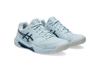 Asics Womens GEL-Dedicate 8 Pickleball Womens Shoes Cool Grey/Vintage Indigo : 9.5 B - Medium, Synthetic