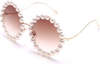 Generic Large Frame Round Handmade Pearl Sunglasses Outdoor Street Shooting Party Holiday Glasses (Color : D, Size : Medium) 2026