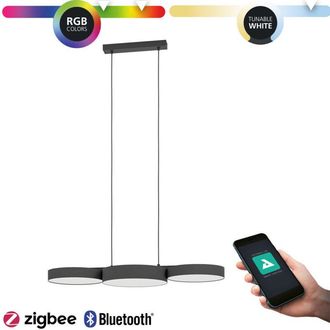 Eglo Eglo - Lampadario a Sospensione Moderno Barbano-Z Acciaio Nero 3 Luci Led 7,5W 2550Lm