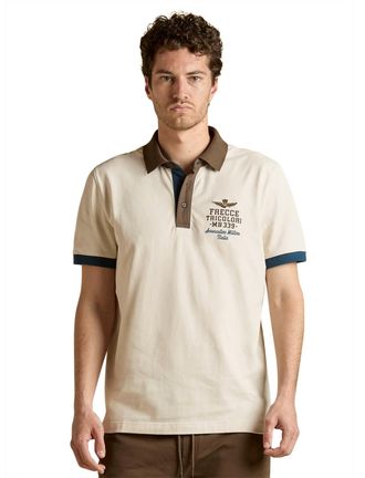 Aeronautica Poloshirt Aeronautica Militair creme normale fit embleem