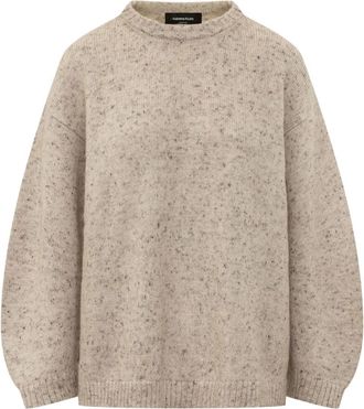 Fabiana Filippi Trui met ronde hals - Dames - Ronde hals truien - Beige - S - Leer - Truien & Vesten
