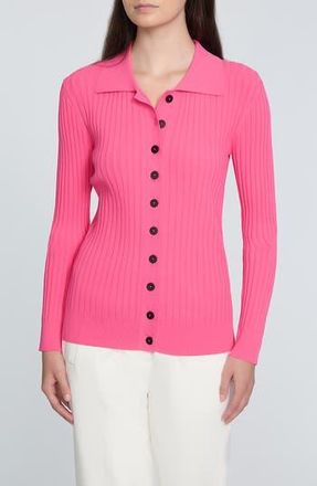 Elie Tahari The Mariella Rib Cardigan in Haute Pink at Nordstrom Rack, Size X-Small
