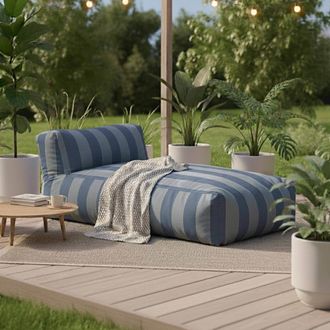 Oviala Sill&oacute;n de rayas para muebles de jard&iacute;n modulares, azul pac&iacute;fico