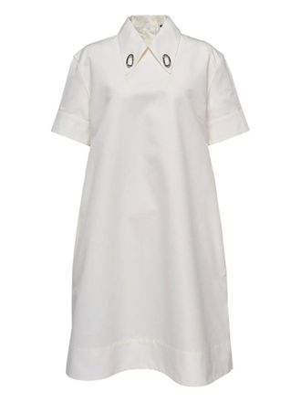 Jil Sander collar-detail short-sleeve dress - women - Fabric - 42 - Neutrals
