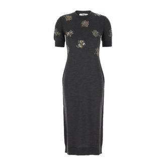 Fendi Elegante Lange Jurk Abiti - Dames - Jurken - Grijs - Maat: S