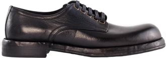 Dolce & Gabbana Stijlvolle Horsehide Derby Schoenen - Heren - Nette schoenen - Zwart - 44 EU - Schoenen