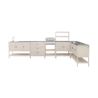 Sweeek Cocina exterior 6 m&oacute;dulos de acero inoxidable con barbacoa de carb&oacute;n