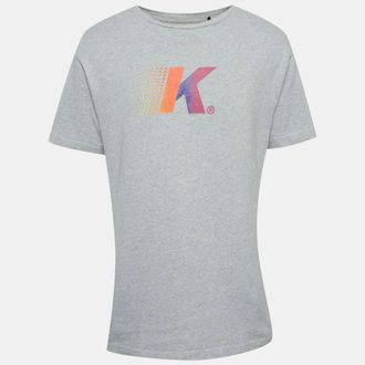 Kith Grey Logo Flocked Jersey Crewneck T-Shirt
