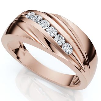 Pompeii3 Mens 1/4Ct Wave Diamond Wedding Ring Gold or Platinum Lab Grown