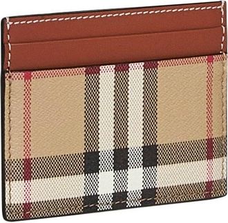 Burberry Womens Card Holder Archive Beige Check Brown Polyurethane Wallets & Purses