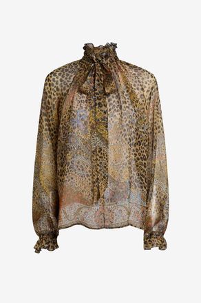 Etro Bluse mit Schluppe und Puff&auml;rmeln aus Seide