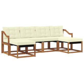 vidaXL Conjunto De Sof&aacute;s De Exterior Con Coj&iacute;n 6 Pcs Natural Y Crema Vidaxl