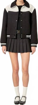 English Factory Vegan Leather Bomber Jacket In Black