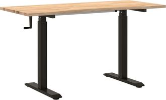vidaXL Escritorio Negro Y Natural 140 X 60 Cm Madera De Roble S&oacute;lido Vidaxl