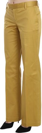 Just Cavalli Womens Straight Formal Cotton Trousers Yellow Elastane