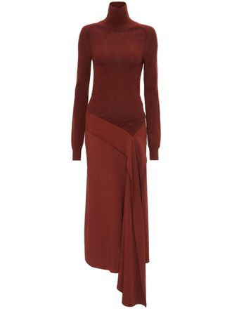 Victoria Beckham Maxi-jurk met gedrapeerd detail en hoge hals - Oranje