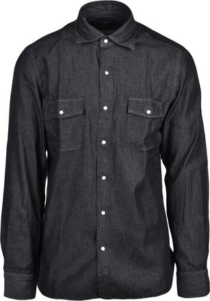 LUIGI BORRELLI NAPOLI Button-Down Cotton Shirt with Textured Weave