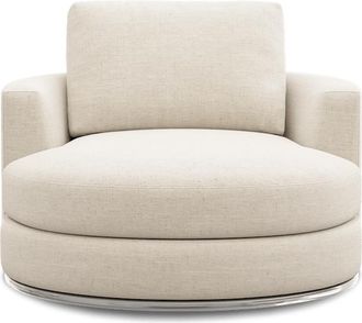 Castlery Hamilton Swivel Armchair 39.4 Customized, Performance Linen Weave Cream, Spill Resistant, 360&deg; Swivel for Castlery Chairs, Ergonomic, Comfortable