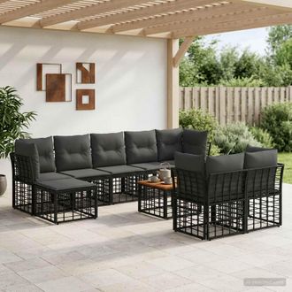 vidaXL Vidaxl Set Di Divani Da Esterno 10 Pz Nero E Grigio Scuro Poliestere