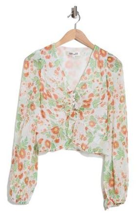 Diane Von F&uuml;rstenberg Mary Lurex Long Sleeve Top in Marlene Batik Small Ivory at Nordstrom Rack, Size Xx-Small