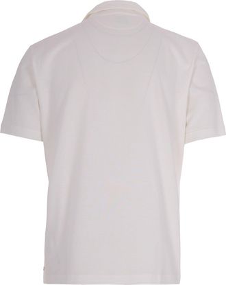 Eleventy Mens Short-Sleeve Polo Shirt White Cotton T-shirts And Polos