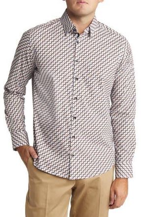 Stone Rose Mens Scotch Print Stretch Cotton Button-Up Shirt in White at Nordstrom Rack, Size Xx-Large