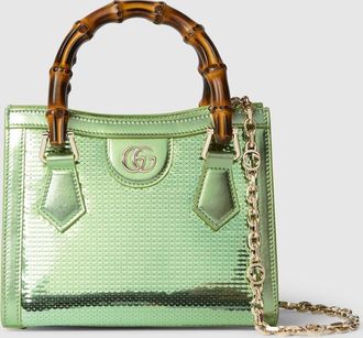 Gucci Diana Embroidered Small Tote Bag, Green, Fabric
