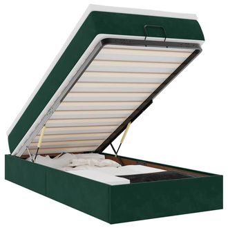 vidaXL Estructura De Cama Otomana Con Colch&oacute;n Terciopelo Verde Oscuro Vidaxl