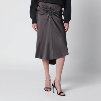 Victoria Beckham Bela midi skirt in cr&ecirc;pe satin gold