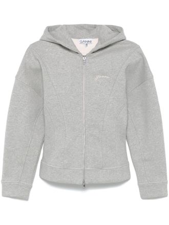Ganni embroidered-logo jacket - Grey